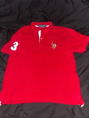 Polo Assn Red Men’s Short-Sleeve Polo with Chest Logo